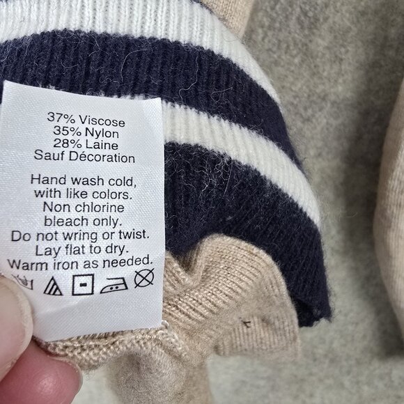 J.Crew Womens Beige & Navy Striped Sweater With Button Details Size S - Picture 7 of 9